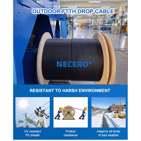 Cavo piatto in fibra ottica FTTH mono/multimodale 1/2/4/6/8/12 core con certificato Anatel